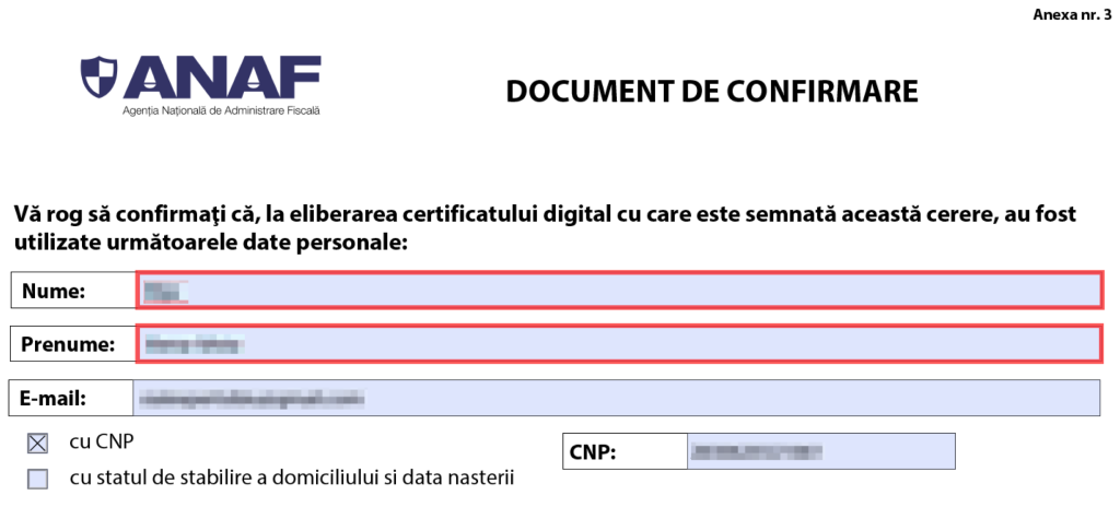 Confirmare ANAF - Certifican Digital